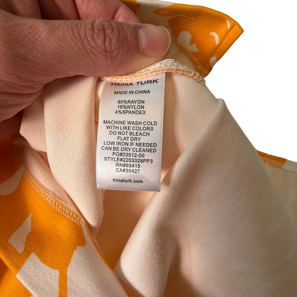 TRINA TURK Women Zile Floral Ruffle Sheath Dress Marigold White Yellow Size 10 - Picture 11 of 16